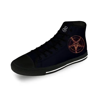 Quente Pentagrama Gótico Demônio Satanás Satânica Casual Pano de Impressão 3D de Alta Superior Sapatos de Lona Homens Mulheres Respirável Leve Tênis