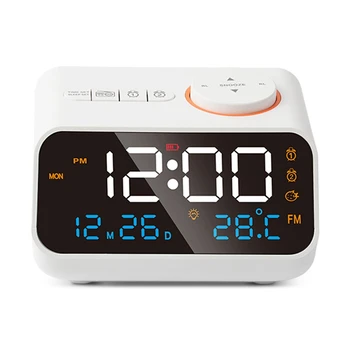 Relógio despertador Com Rádio LED Relógio Digital Dual USB de Carregamento de Dormir Temporizador 12/24h Repetição de Despertar Relógio