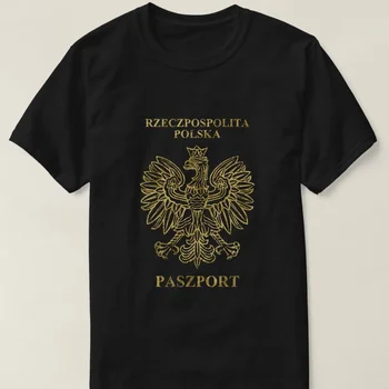 Rzeczpospolita Polska Vintage Polish Passaporte T-Shirt Nova 100% Algodão Verão de Manga Curta-O-T-shirt com Decote Ocasionais de Mens Top