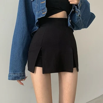Saias de Mulheres negras na Moda Bodycon Ins de Todos-jogo de Streetwear Verão Feminino Assimétrico Mini Sexy coreano Chique Kpop