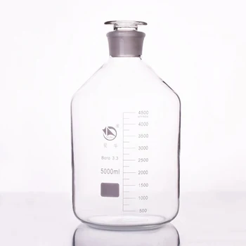 SHUNIU frasco de Reagente,um braço Estreito com o padrão de solo rolha de vidro,Claro,Boro. 3.3 vidro,Capacidade de 5000mL
