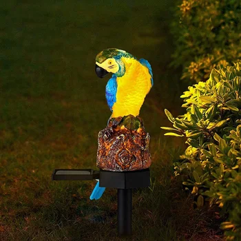 Solar do jardim da lâmpada exterior do DIODO emissor de papagaio lâmpada de luz de gramado decoração de jardim de paisagem, noite impermeável animal que modela a lâmpada
