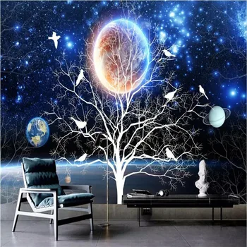 Sonho Estrelas Simples Flor da Árvore de TV na Parede do fundo, Especializada na produção de murais papel de parede Personalizado home da parede