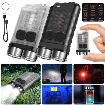 V3 Keychain do DIODO emissor de Lanterna Portátil XPG Luz de Trabalho Tipo C Recarregável Mini Tocha com Ímã UV Camping Lanterna de Bolso
