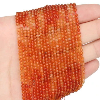 Vermelho Agates Pedra Natural Facetada Solta Esferas Espaçador para Fazer Jóias DIY Bracelete feito a mão Colar Brincos de 2mm Cintura Esferas