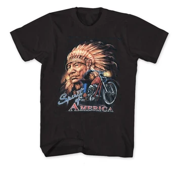Vintage Chefes Nativos da Motocicleta Espírito da América Motociclista T-Shirt. 100% Algodão Manga Curta-O-T-shirt com Decote Ocasionais de Mens Top
