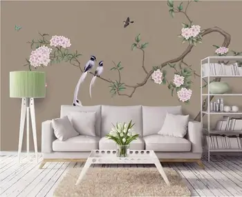 XUE SU papel de parede Personalizado mural de estilo Chinês novo pintados à mão, flores e pássaros HD PLANO de fundo, pintura de parede