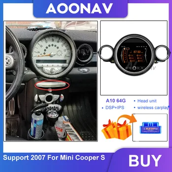 Áudio do carro De 2007 Para Mini Cooper S Carro Autoradio Receptor Estéreo Leitor Multimédia sem Fios Carplay Android 10.0 GPS de Navegação